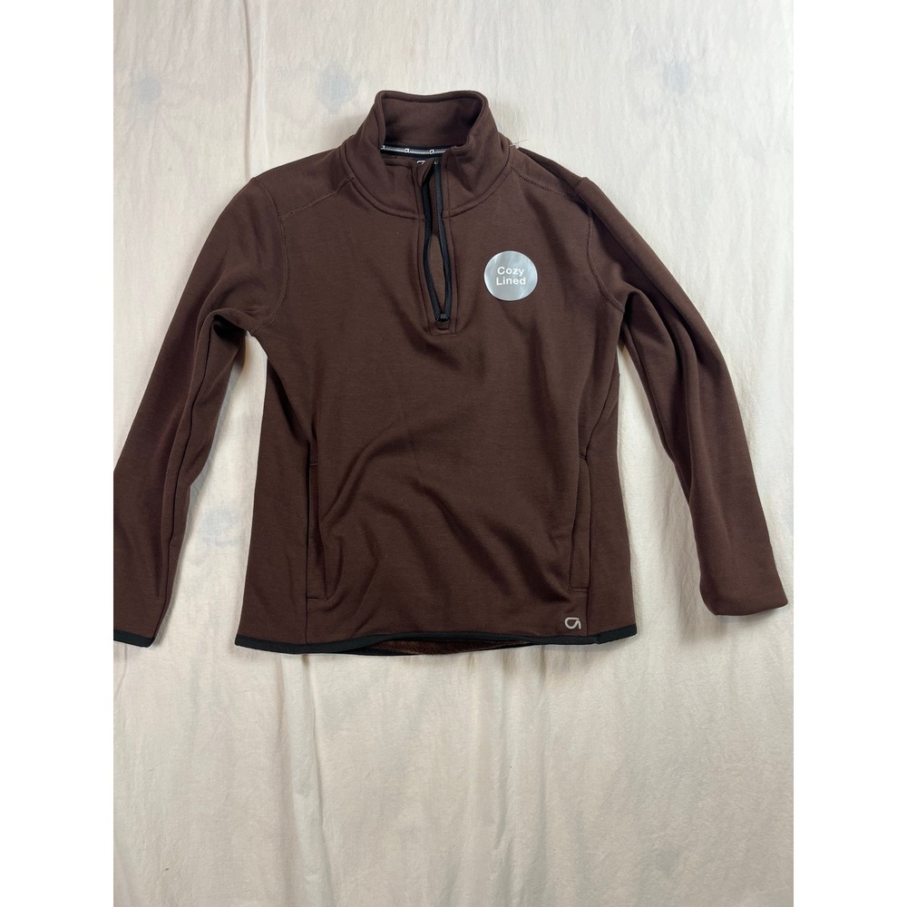 GapFit‎ Kids Brown Fleece Lined Quarter Zip Pullover Sweatshirt Size M 8